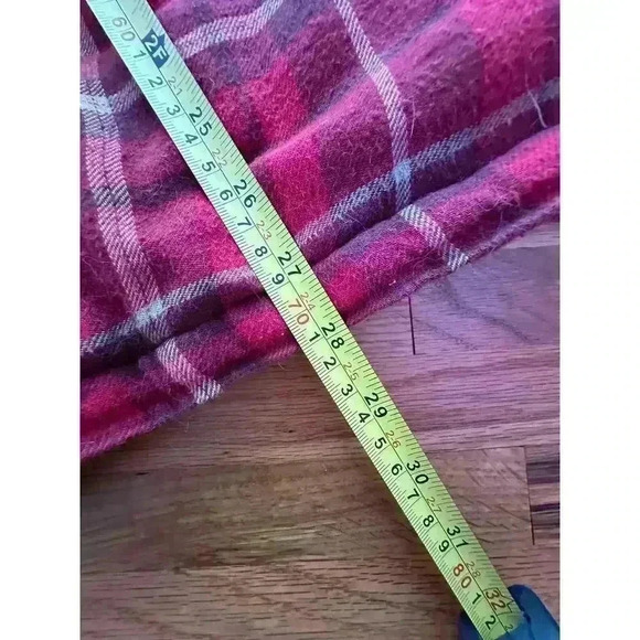 Vintage Insulated Red Flannel Jacket w Hood Fall adventure granola girl l SZ XL - Picture 3 of 8